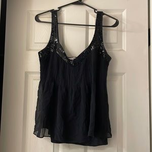 Black Sequin Sheer Tank Top